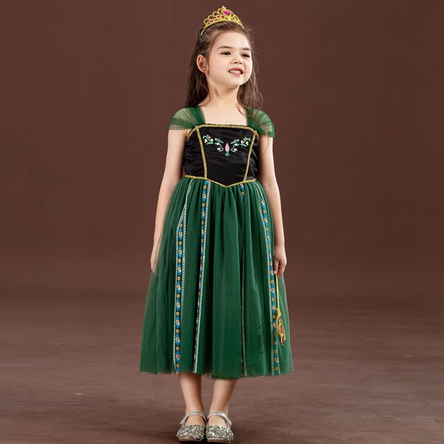 Girls Summer Anna Frozen Baby Dress Child Green Dress Up Halloween Costume for Kids Princess Party Cosplay Dresses 2 to 8 Years AliExpress