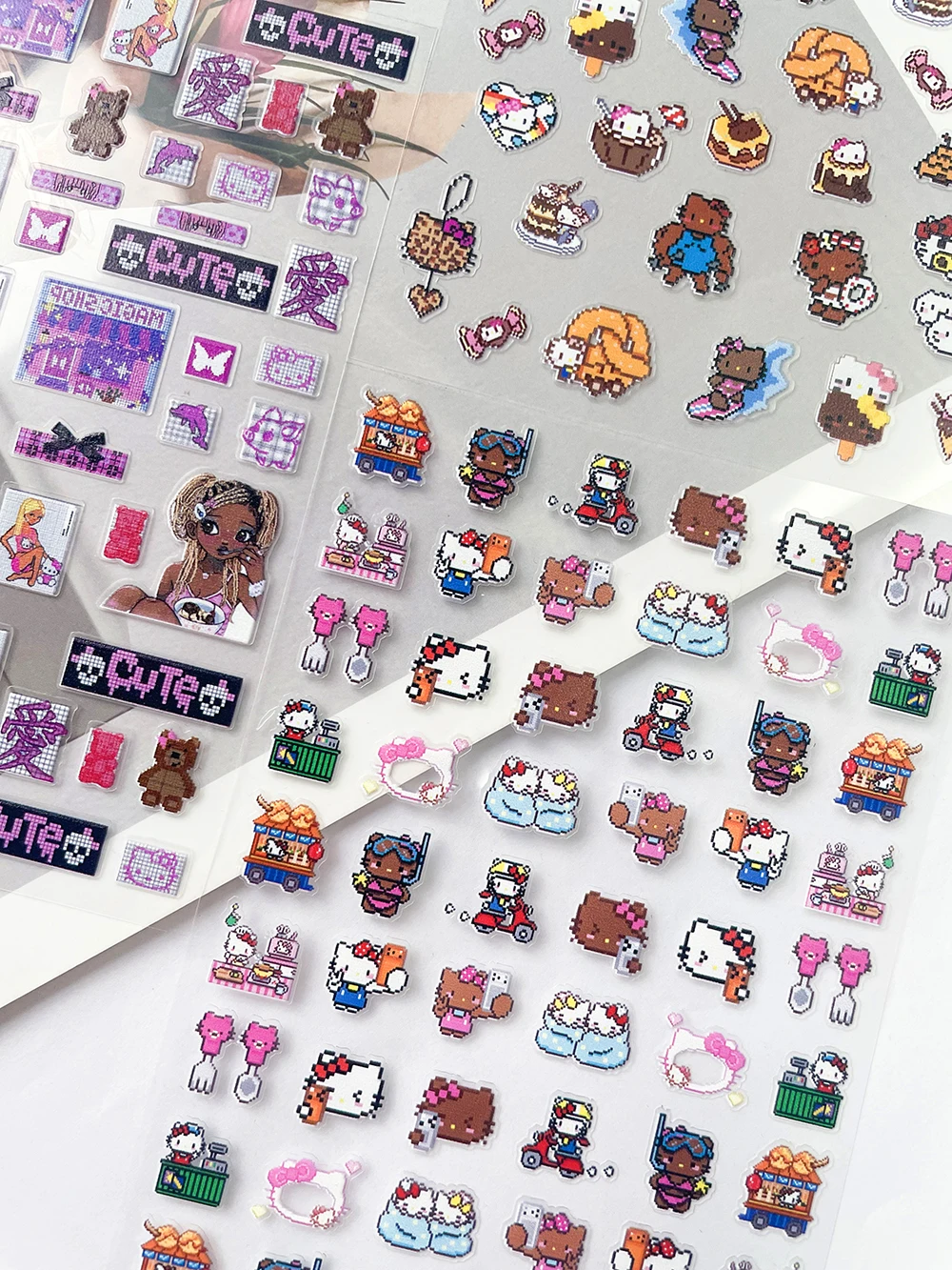 

Kawaii Pixel Style Cute Hawaii Hello Kitty Rilakkuma Self-Adhesive Nail Art Sticker Diy Scrapbook Diary Planner Camera Sticker