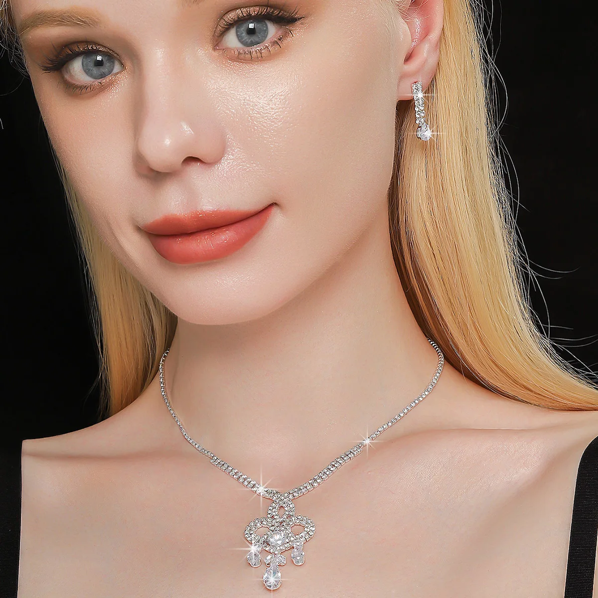 Multiple dynamic series live streaming best-selling necklaces, women's micro inlaid full diamond necklaces, earrings