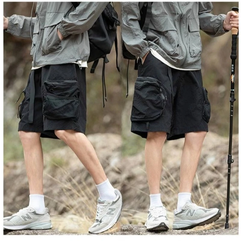 Men's Hard Shell Cargo Shorts Waterproof Windproof Tactical Shorts Multi Pocket Functional Outdoor Hiking Summer Shorts