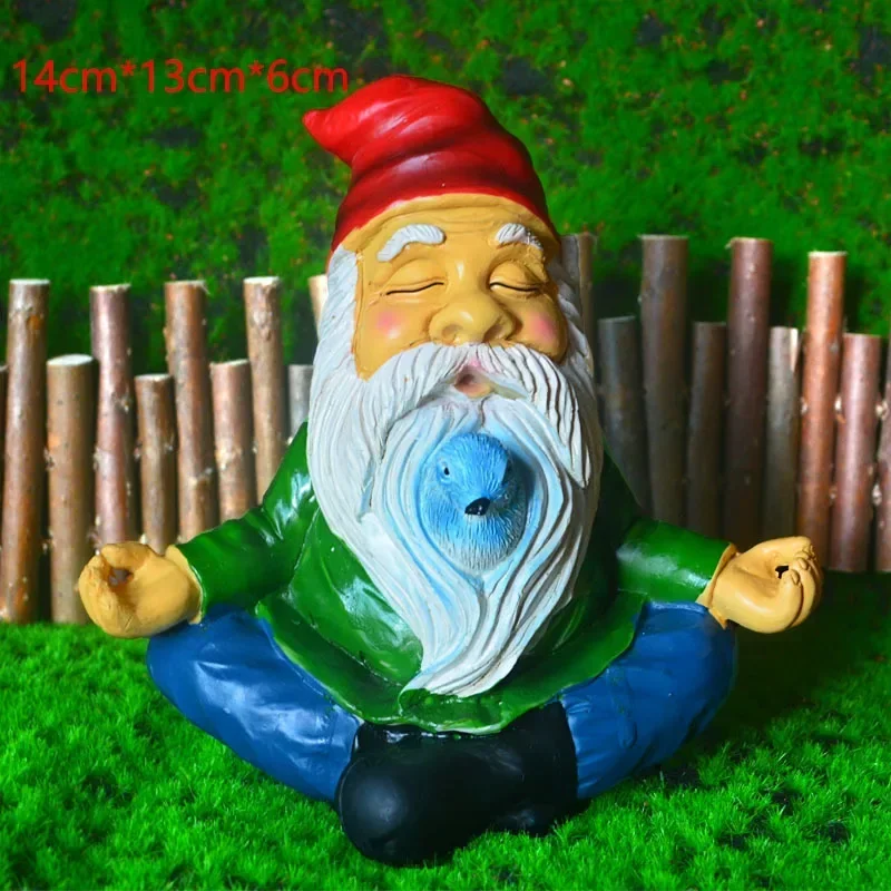 

New Beard Hidden Bird Meditation Dwarf Dwarf Sitting Zen Statue Decorative Decoration Garden Decoration Resin Craft Decoration