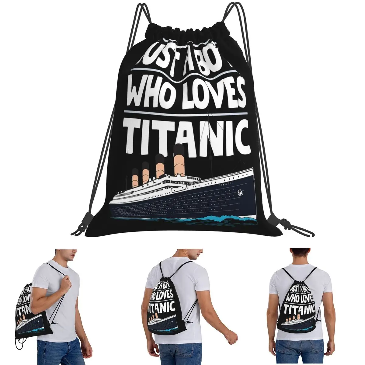 タイタニック号を愛する男の子のためのギフト、男の子用キッズバックパック、巾着バッグ、スポーツバッグ、旅行や学校用ブックバッグ