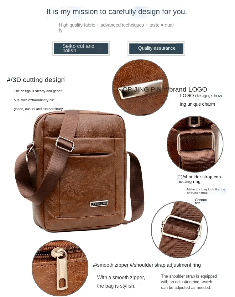 Men PU Leather Shoulder Bag Vintage Men Messenger Bag Men crossbody bags Designer Men Shoulder Bag Male Handbags sling bag purse