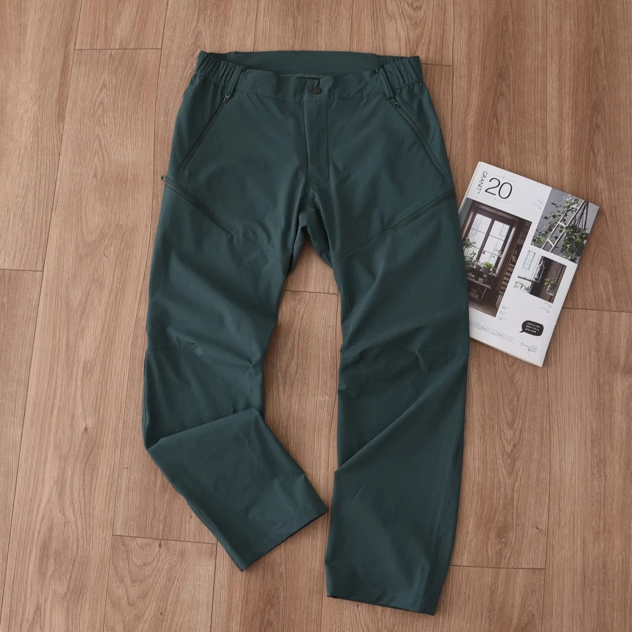 M6678 Spring Men Zipper Pocket Casual Straight Pants 2025 New Outdoor Male Hiking Climbing Waterproof Trousers