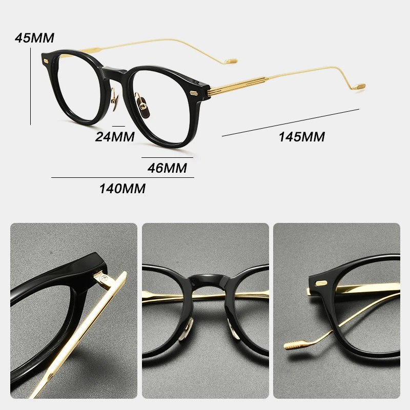 Vintage Acetate Titanium Eyeglasses Frame Men Myopia Prescription  Optical Glasses Frame Women Korea Retro Luxury Brand Eyewear