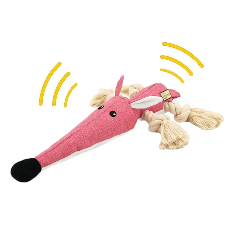 

Plush Dog Toys With Squeakers Cotton Rope Knot Biting And Grinding Toys Bite-resistant Interactive Dog Chew Toy Cleaning Teeth