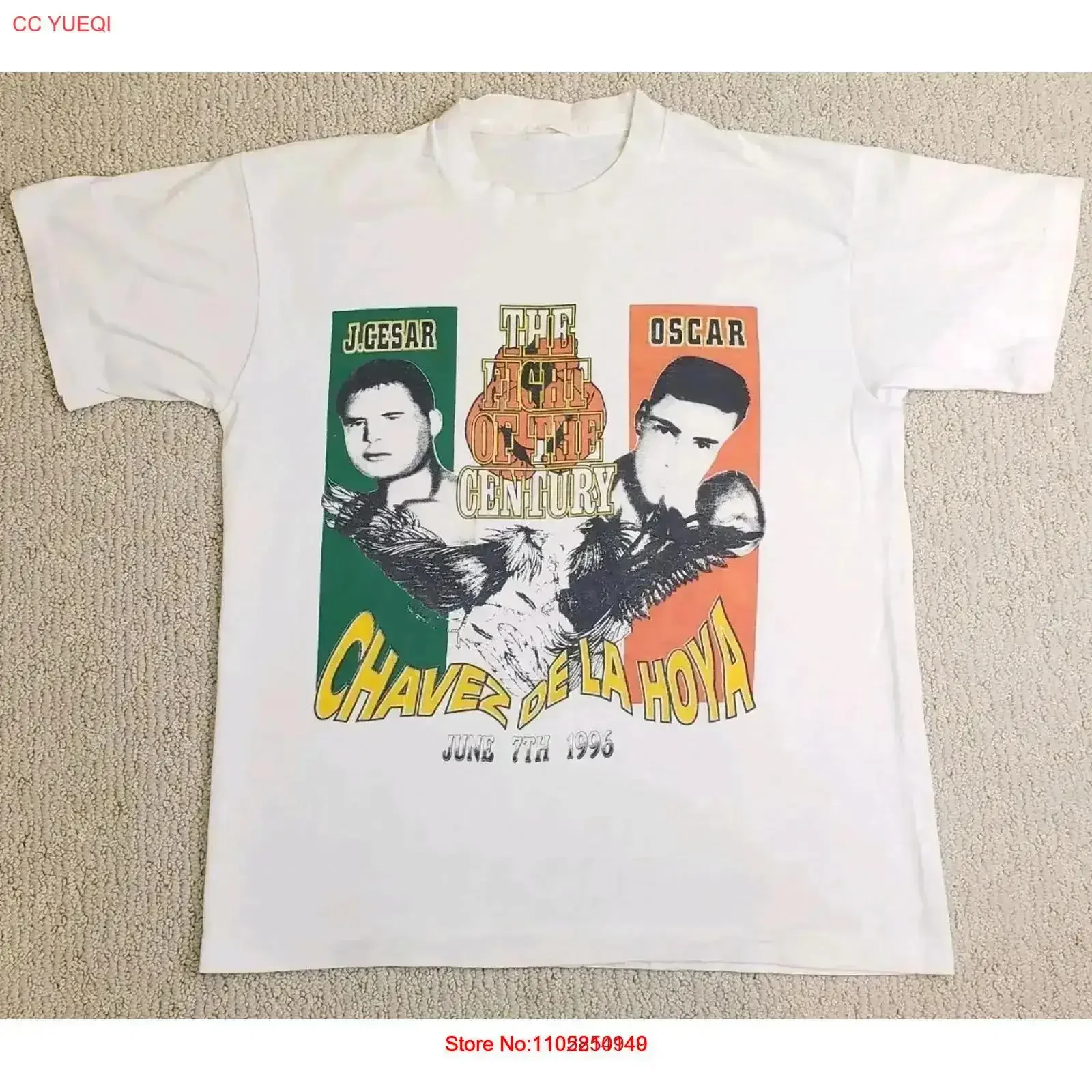Vtg 1996 Oscar De La Hoya Vs Julio Cesar Chavez Boxing T Shirt Large vintage Washed Versatile Breathable streetwear homme