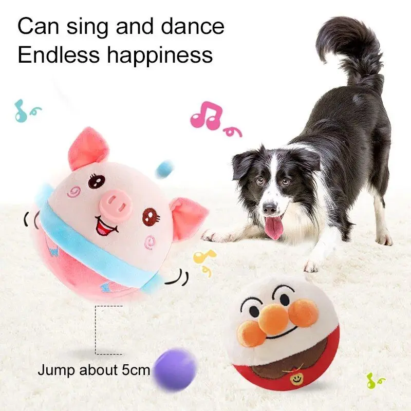 Dog Toy Ball Active Moving Pet Plush Toy Bouncing Jump Balls Squeaky Moving Ball Dog Plush Doll Toys New Gift For Pets