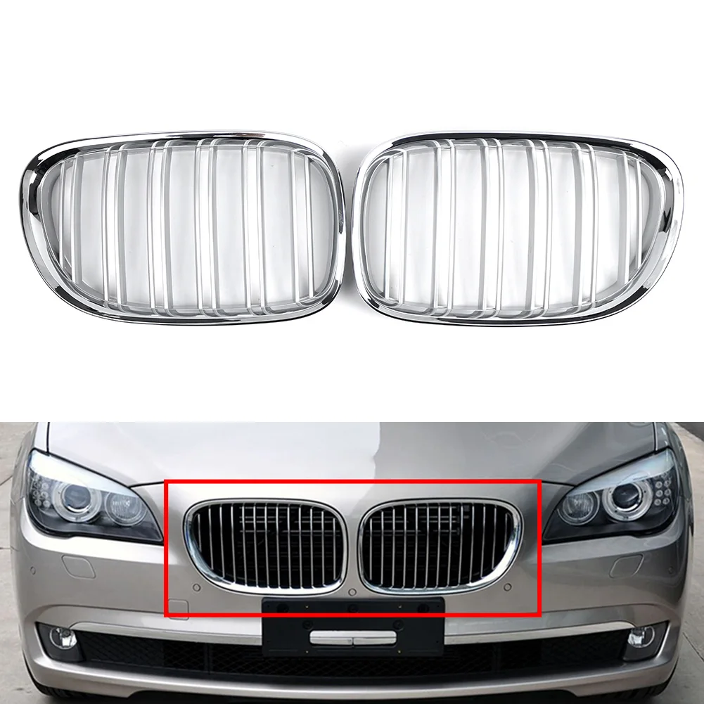 

2Pcs Chrome Car Front Kidney Grill Dual Slats For BMW 7 Series F01 F02 730LI 740LI 750LI 760LI 745LI 2009-2015