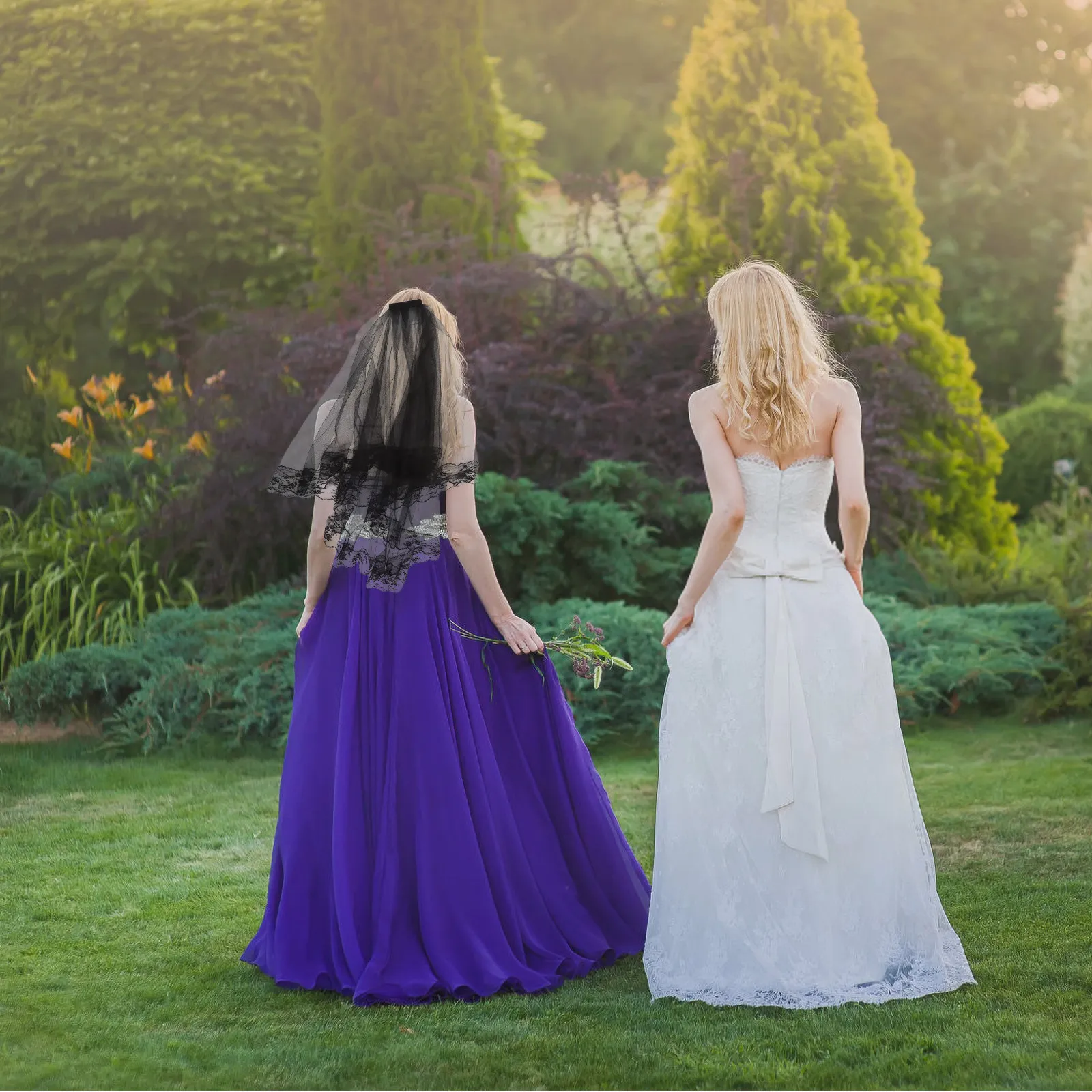 

Короткая фата до талии для невесты, на девичник, Хэллоуин, косплей. Элегантная, таинственная, потрясающая, из кружева и тюля.