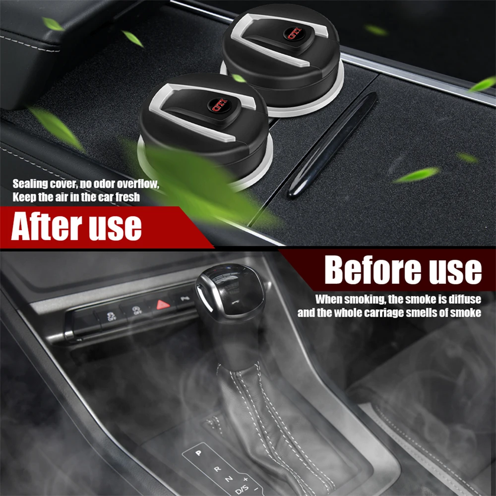 Car Trash Bin Storage Box High Flame Retardant LED Smell Proof Ashtray For Volkswagen Golf Polo Passat Touran Jetta CADDY Rline