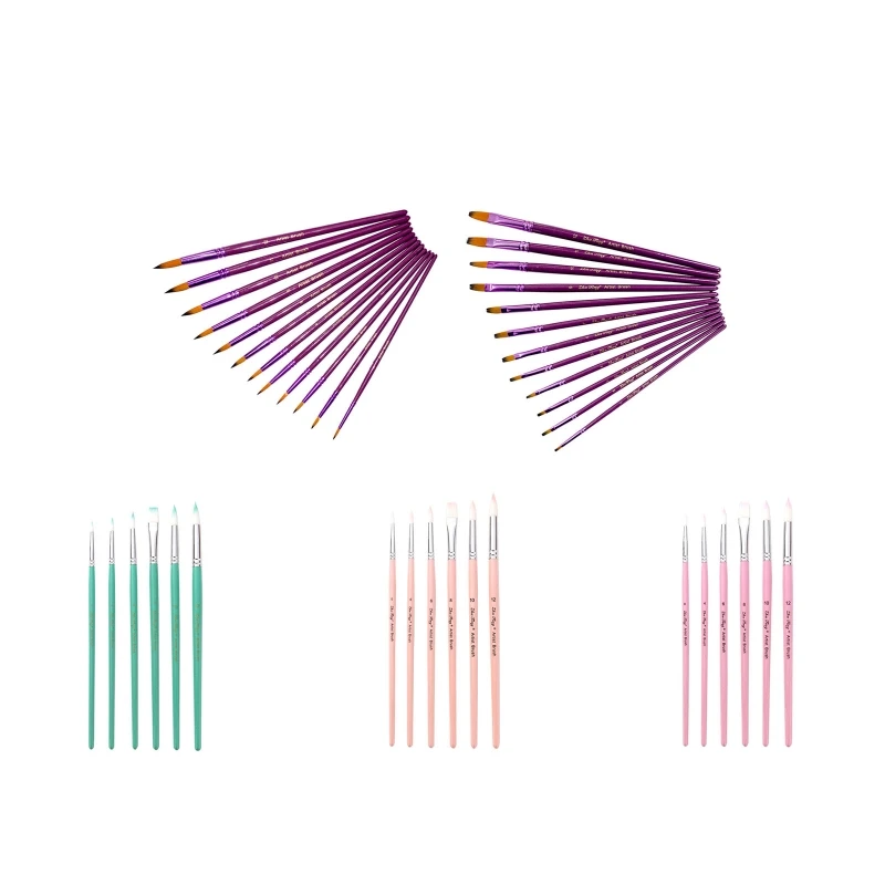 Artist Paintbrush Set Fine & Flat Painting Brush Watercolor Paint Brush Set for Acrylic Oil Canvas Painting Mininatures