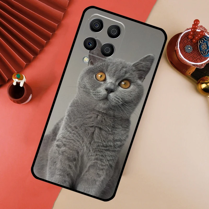 British Shorthair Cat For Samsung Galaxy M13 M14 M33 M12 M32 M52 M31 M55 M15 M11 M21 M35 M53 M34 M54 M06 M16 Case