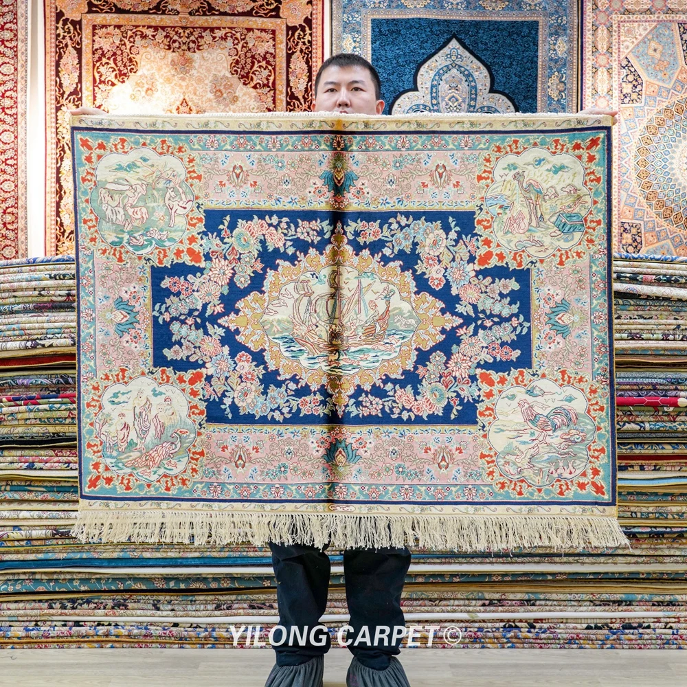 YILONG 3 'X 4' ผ้าไหม Tapestry Handmade ผ้าไหมมือพรม (TJ476A)