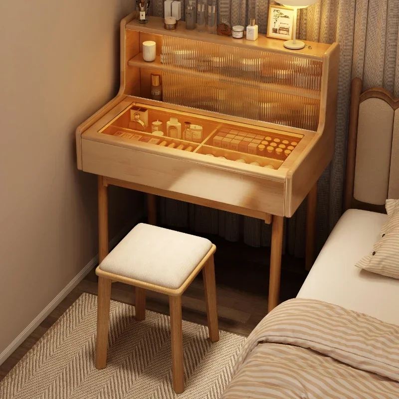 

Log color glass dresser makeup table dresser master bedroom simple modern 2024 new small apartment corner