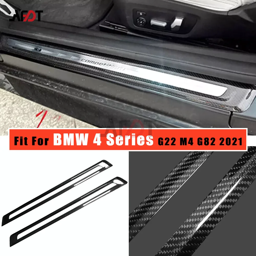 

AFDT Carbon Fiber Car Interior Door Sill Scuff Plate Guards Protection Cover Trim For BMW 4 Series Coupe G22 M4 G82 2021 2022