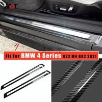AFDT Carbon Fiber Car Interior Door Sill Scuff Plate Guards Protection Cover Trim For BMW 4 Series Coupe G22 M4 G82 2021 2022