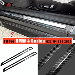 AFDT Carbon Fiber Car Interior Door Sill Scuff Plate Guards Protection Cover Trim For BMW 4 Series Coupe G22 M4 G82 2021 2022