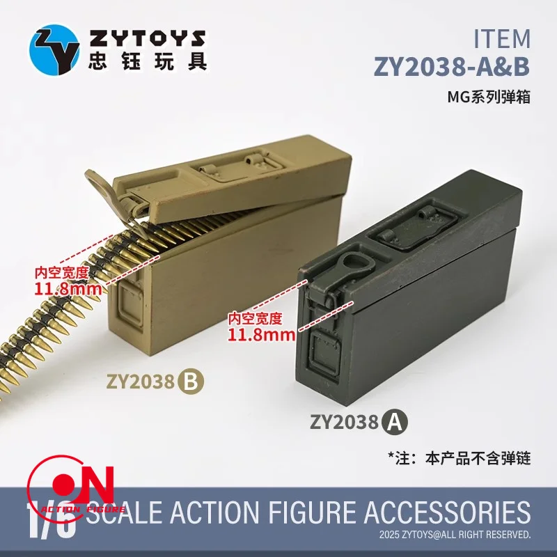 ZYTOYS ZY2038 1/6 échelle WWII allemande MG mitrailleuse à usage général MG34 MG42 boîte à munitions modèle adapté aux poupées d'action 12 ''