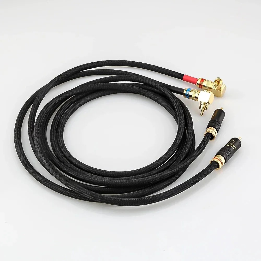 Para HI-End 99.998% OFC Copper RCA WBT Interconnect kabel HIFI Audio 90 stopni kąt prosty złącze