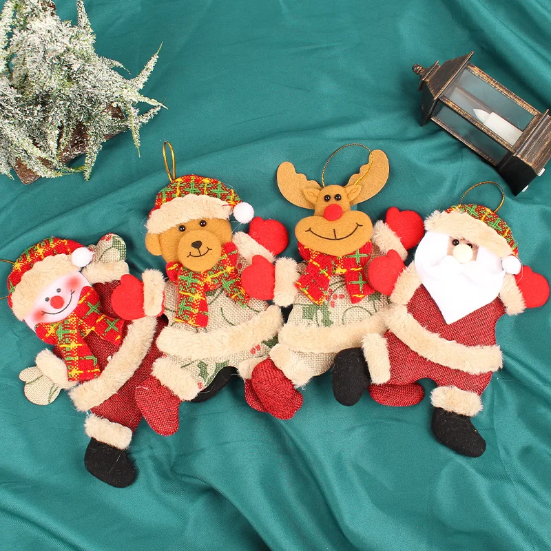 4pcs Set Cartoon Christmas Tree Ornaments, Fabric Decorations for Christmas Trees, Hanging Gifts with Santa Claus, Snowman, Deer view 5