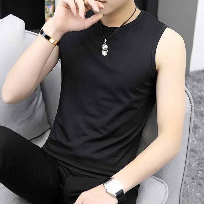 

Мужская майка больших размеров без рукавов, мужская футболка из дышащего хлопка, летняя спортивная майка с широкими плечами, повседневная белая