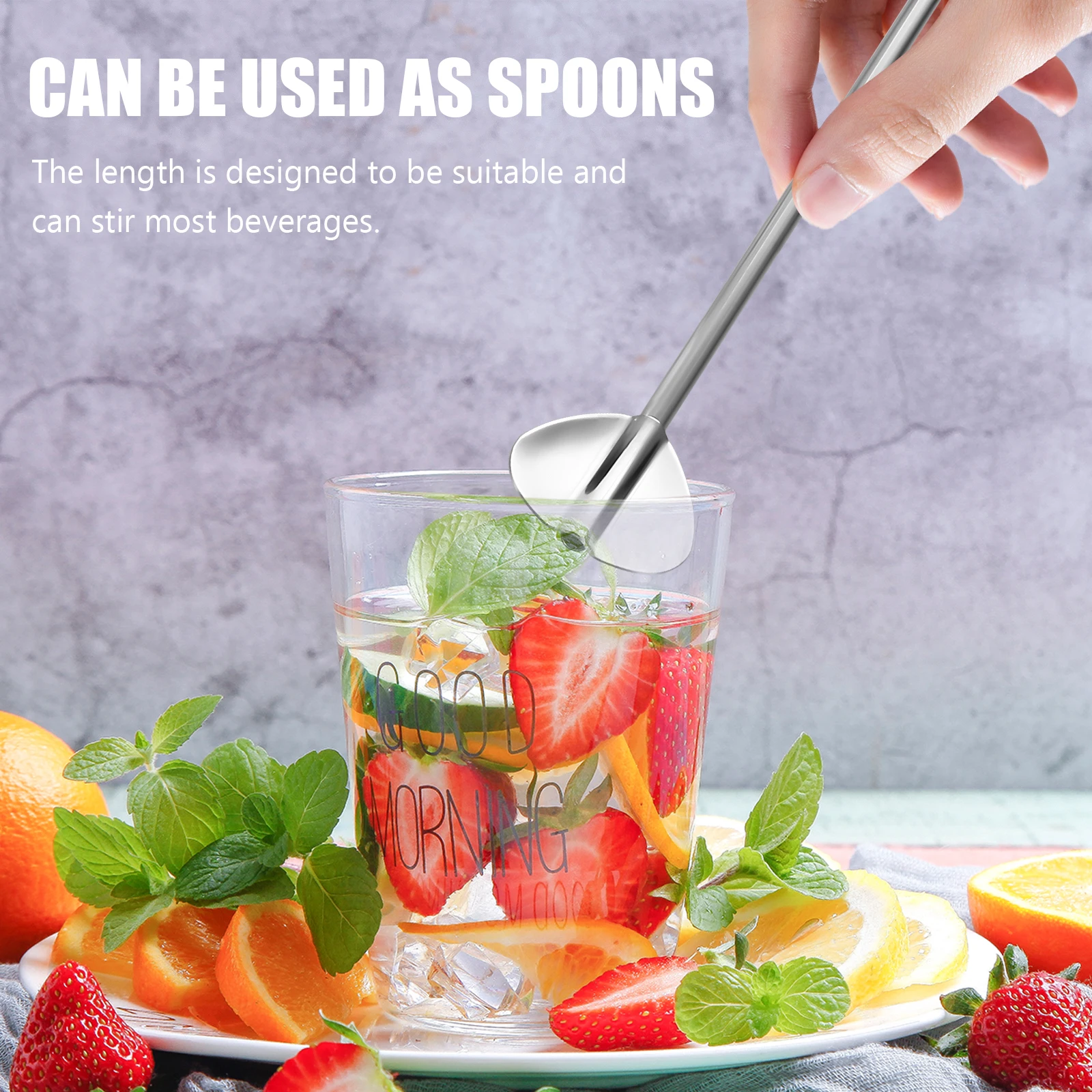 

6pcs Stainless Steel Filter Straw Spoon Reusable Coffee Tea Strainer Stirring Mixing Drink Spoons Bar Bistro Restaurant