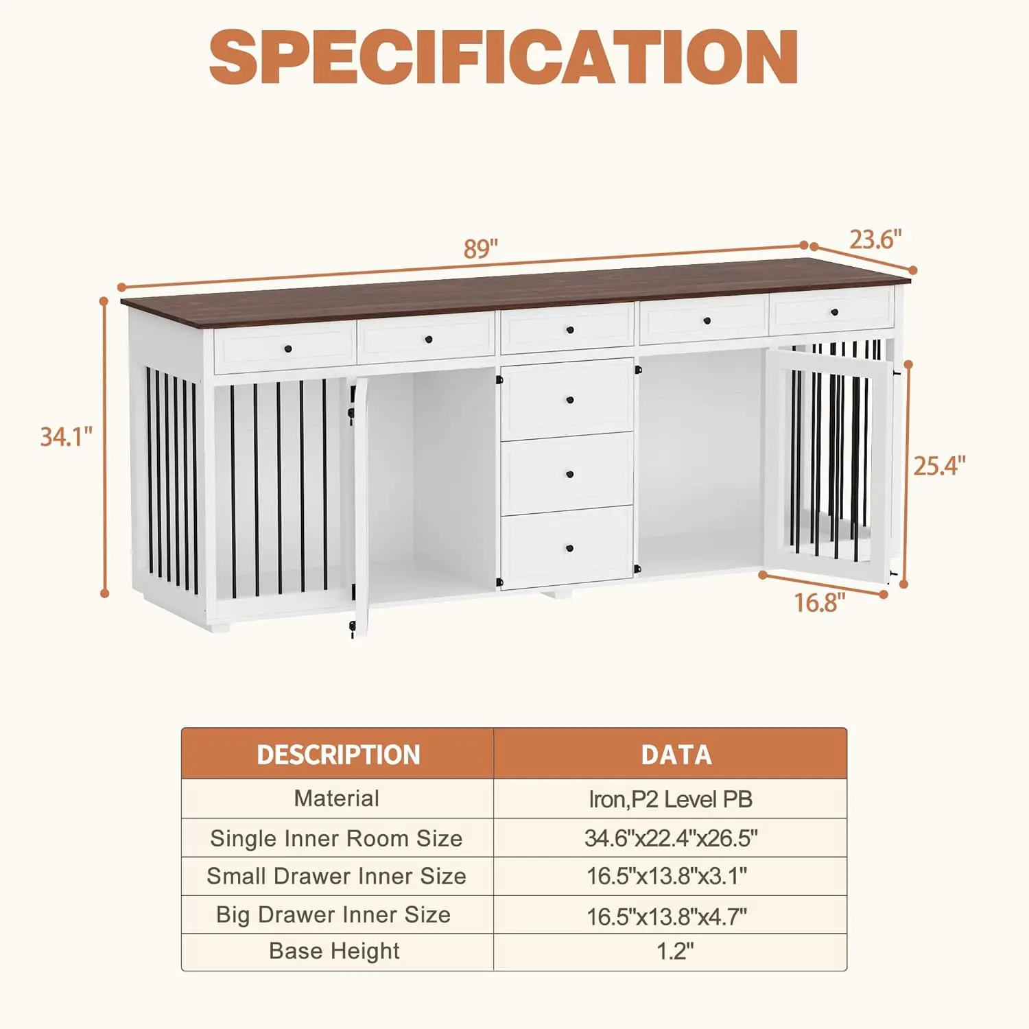 Large Double Dog Crate Furniture, 89