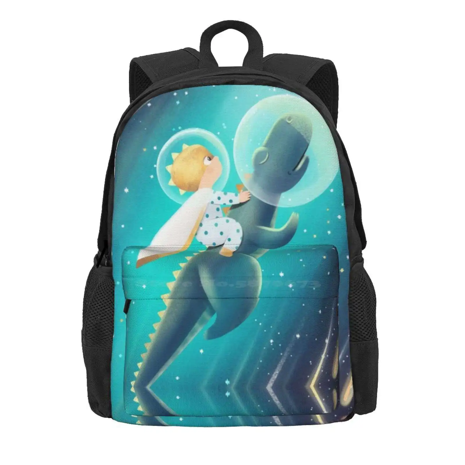 A T-Rex In Space Hot Sale Schoolbag Backpack Fashion Bags T Rex Space Child Dream Trip Star Dinosaur Super Hero