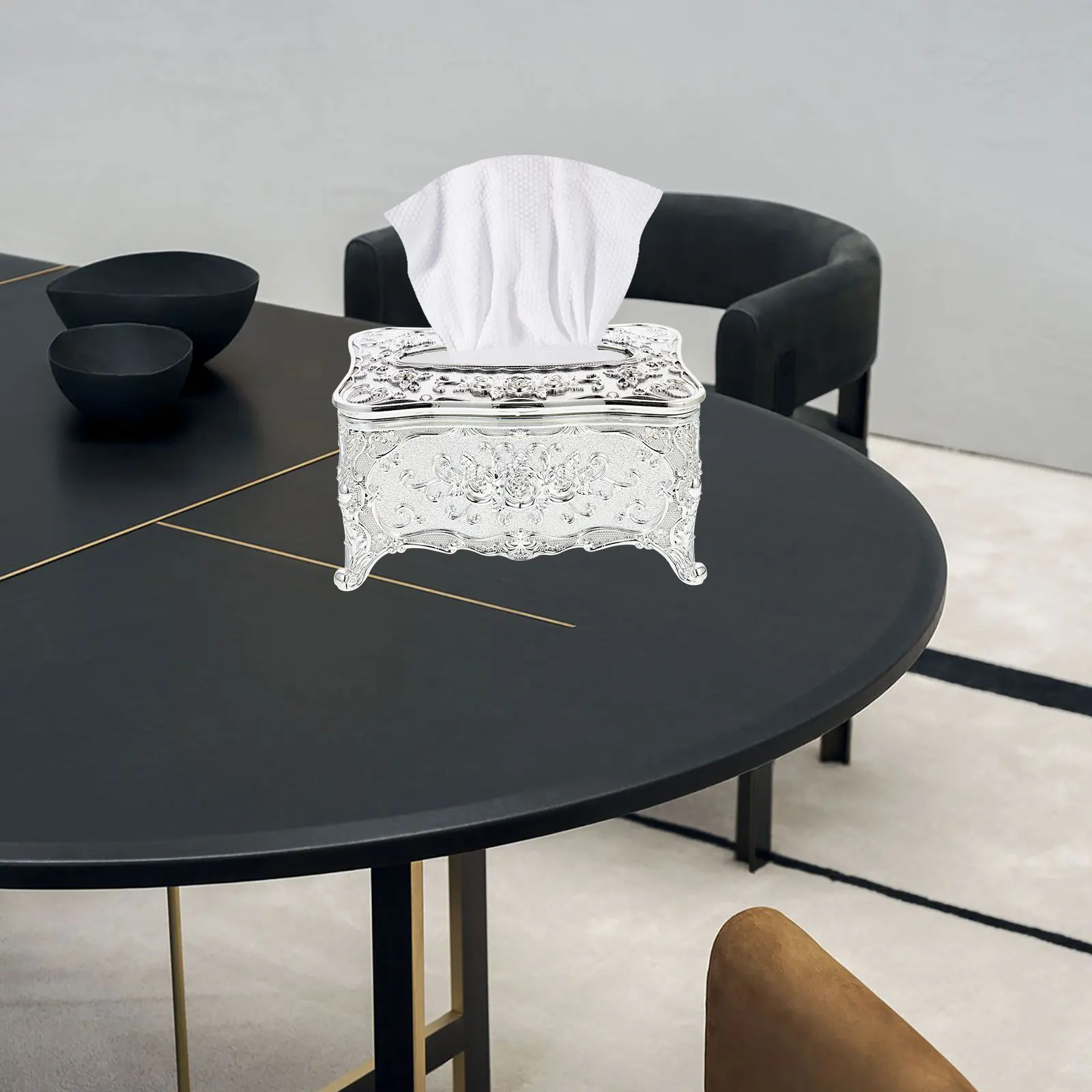 

Gold-plated Tissue Box Holder Acrylic Retro Decor Compact Size Practical tissue box cover European style unique