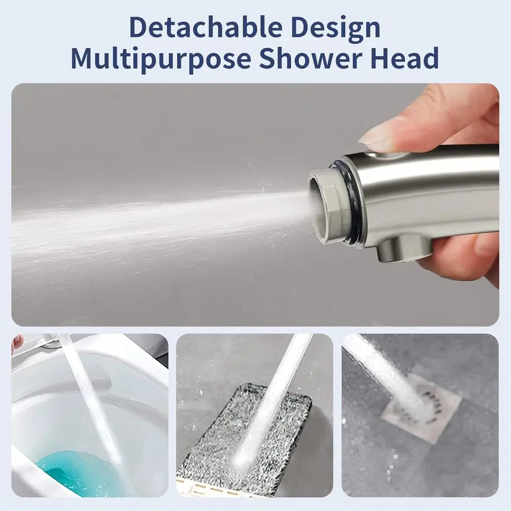 Głowica prysznicowa wysokociśnieniowa z 3 trybami pracy, funkcją pauzy, oszczędzająca wodę, przenośna, ręczna, do kamperów i na kemping.