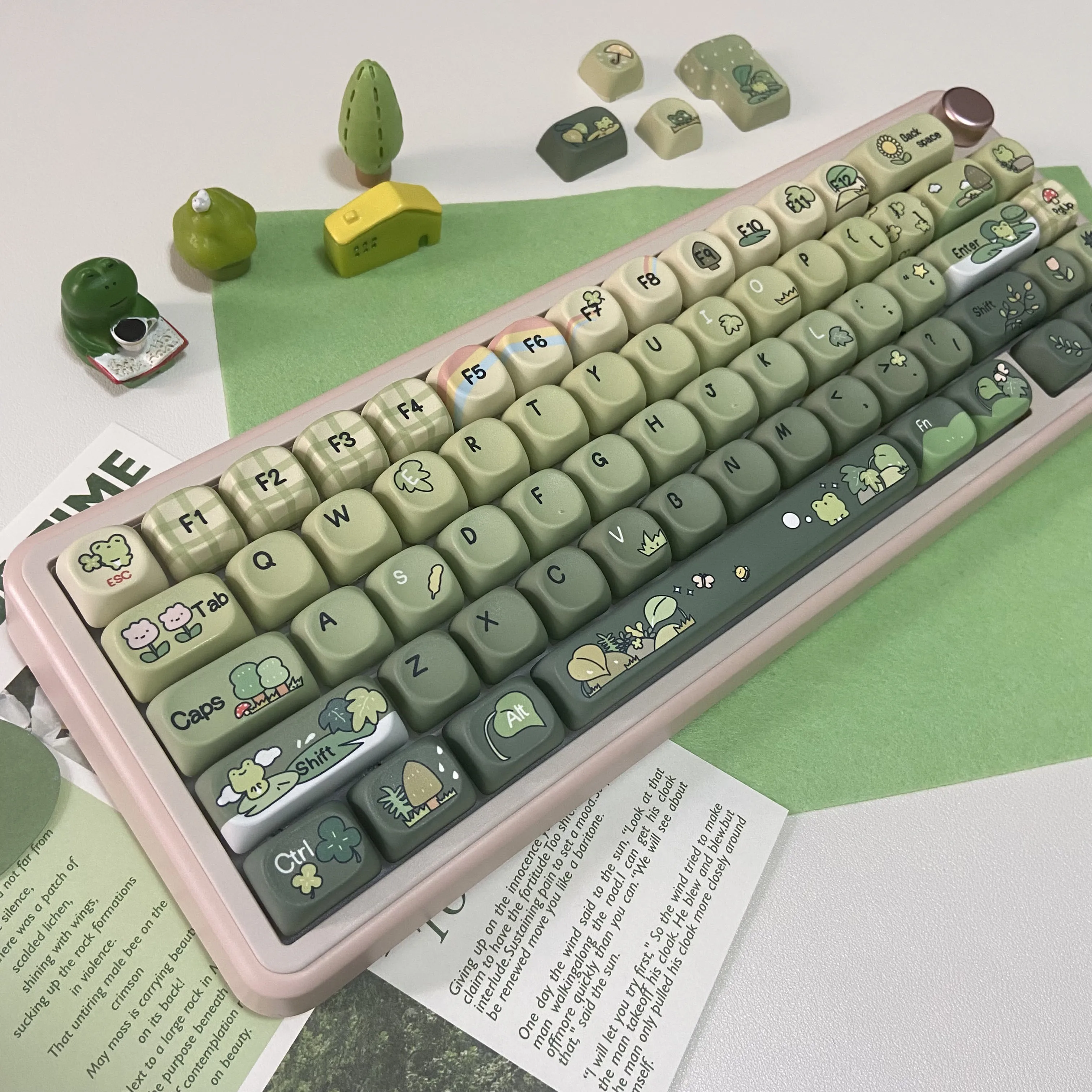 Green Frog Keycaps 60% 75% TKL - Keyboard Numpad Separate 评论和价格