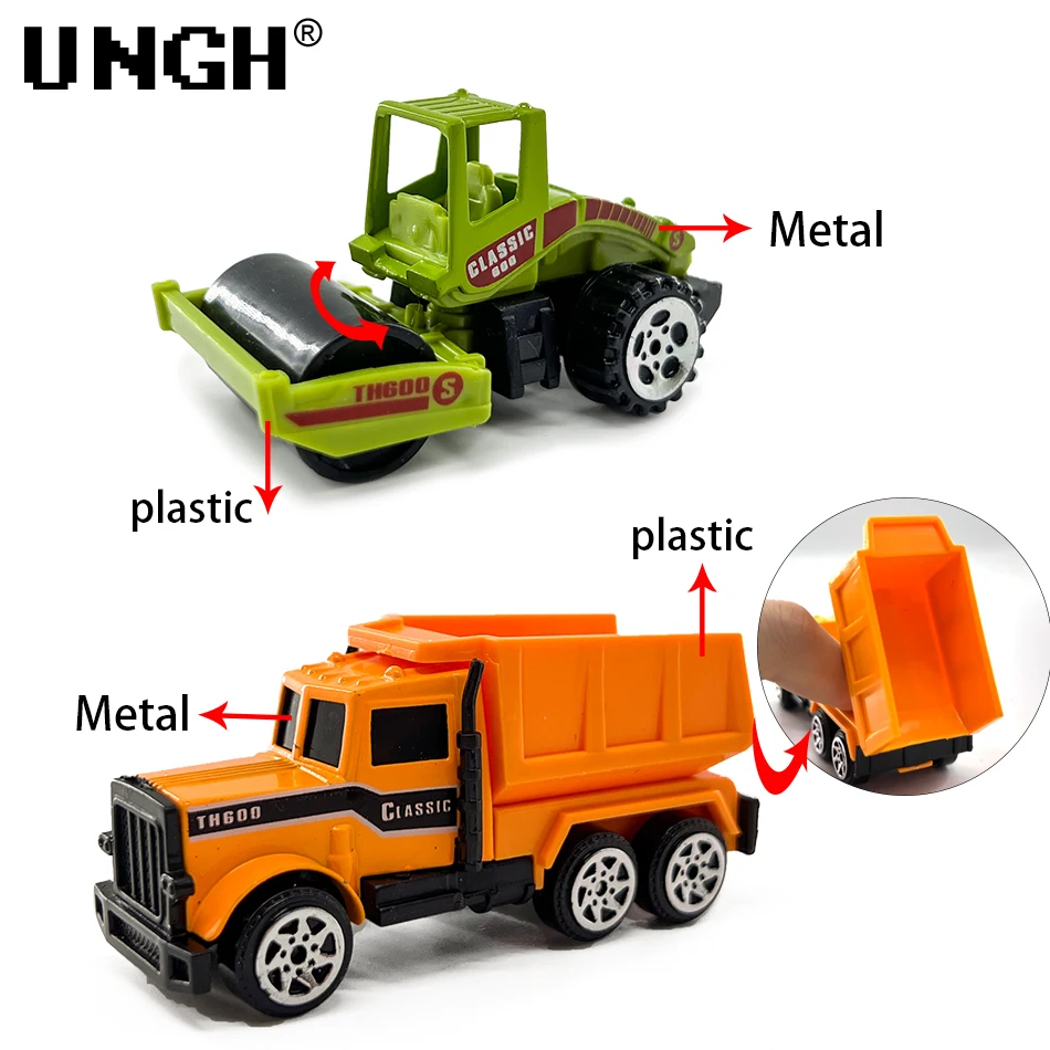 UNGH 6pcs Alloy Diecast Engineering Car Models Yellow Green Truck Excavator Tractor Toys for Children Kids BOY Vehicle Toys Gift