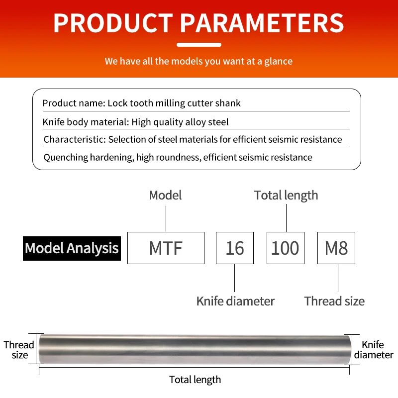 Imagem -05 - Mtf Gear Clamping Milling Shank Cutter Body Multi-purpose Tungsten Carbide Cutter Shanks Toolholders Cnc Integral Através do Furo