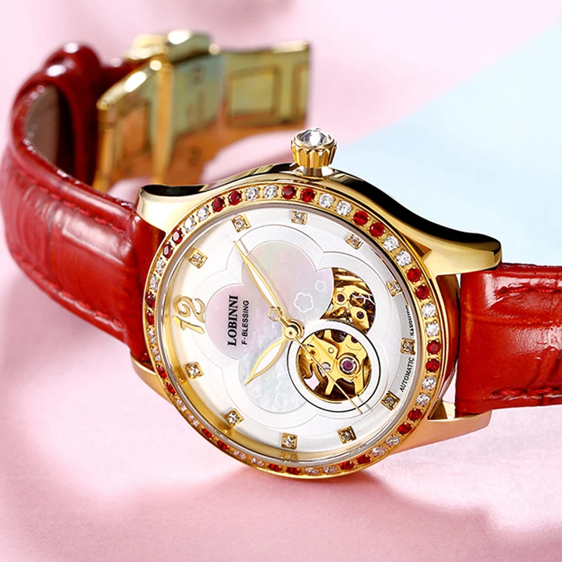LOBINNI 2022 reloj de lujo para mujer movimiento MIYOTA relojes mecánicos automáticos esfera de nácar relojes de cristal de zafiro para mujer