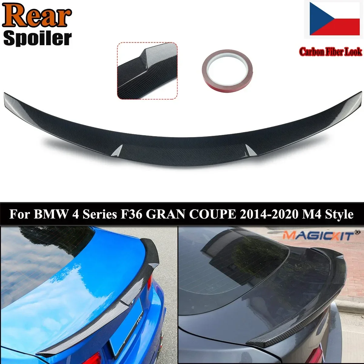 MagicKit Carbon Look Rear Boot Trunk Lip Spoiler Wing For BMW 4 Series F36 Gran Coupe 14+