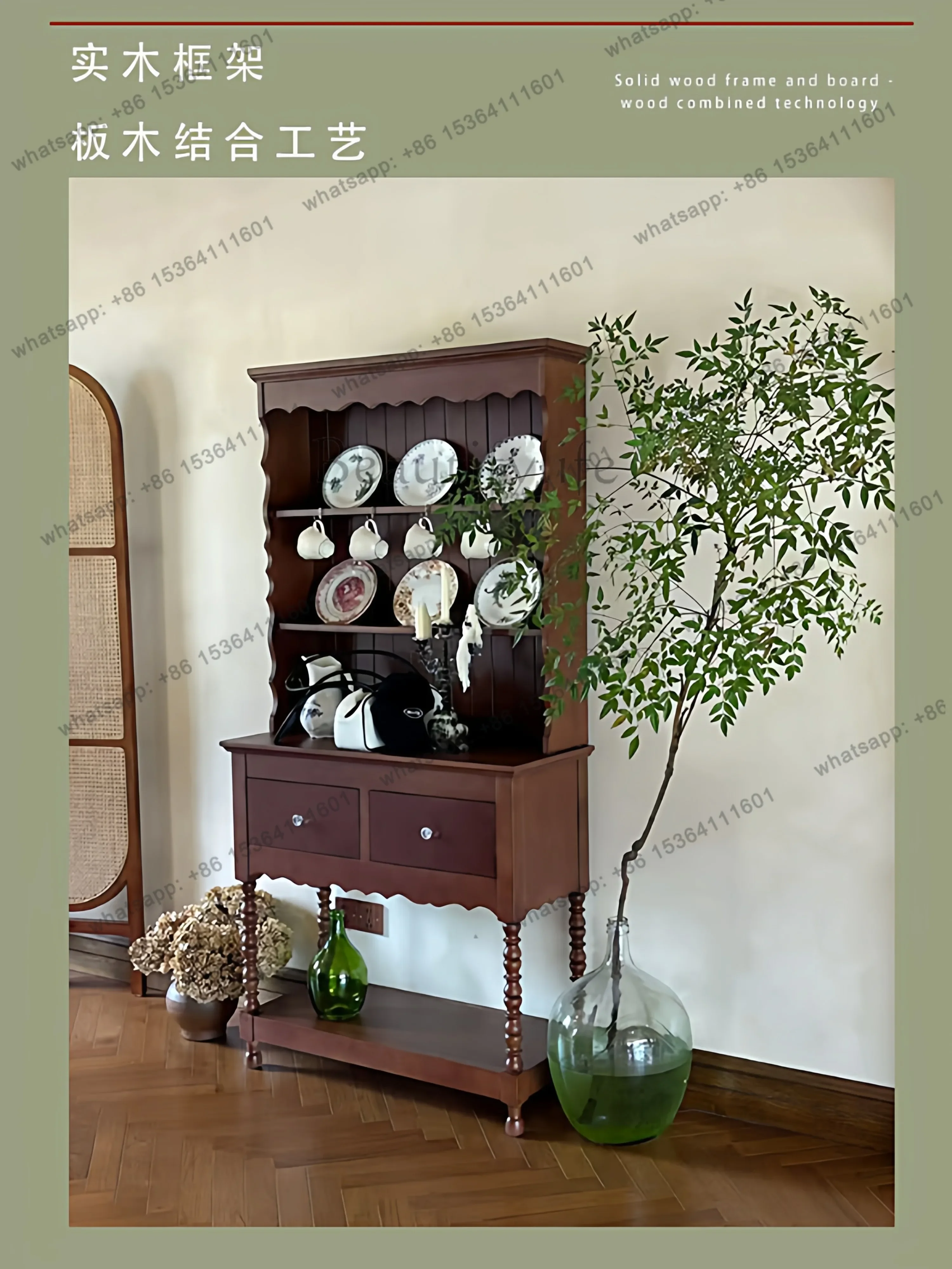 

yj58 Solid wood dining side cabinet Ultra-thin high-end B & B Western restaurant French medieval style cabinet
