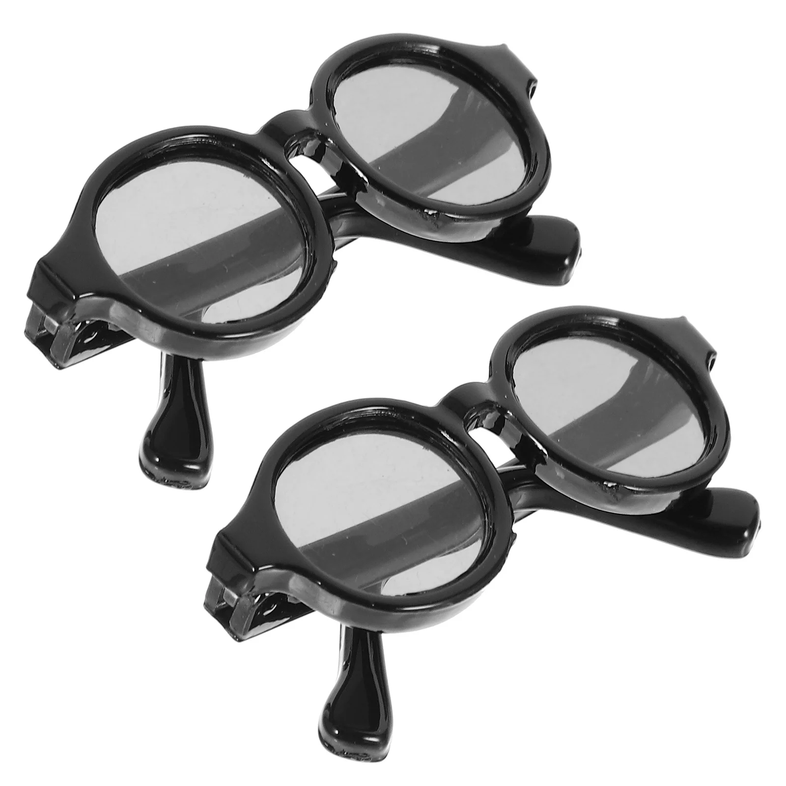 

2 Pairs Mini Glasses Funny Decors Frame Miniature Models Creative Sunglasses Plastic