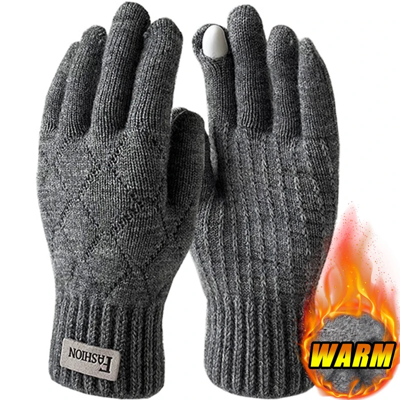 Guantes cálidos para hombre, guantes aislantes gruesos de felpa para invierno para hombres y mujeres, guantes antideslizantes resistentes al viento y al frío, regalos cálidos