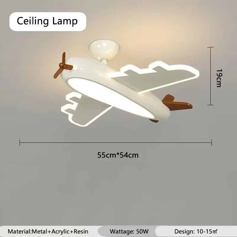 Cartoon Vliegtuig Plafondlamp Creatief Ontwerp Led Witte Lamp Woonkamer Eetkamer Studie Kinderkamer Jongen Baby Kinderkamer Decor Lamp