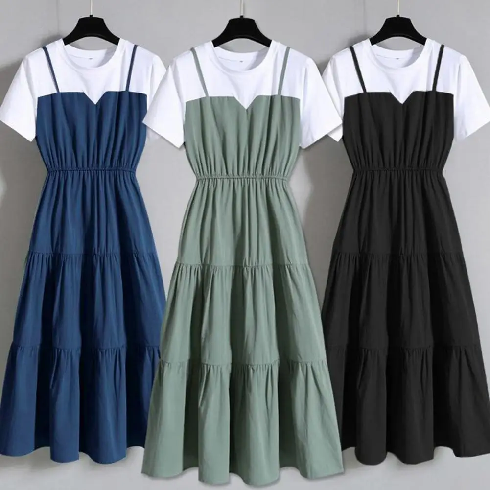 Fashion Fashion Dress Dress Summer Dress Color Block Color Block Waist Tight Dress  Skin-friendly