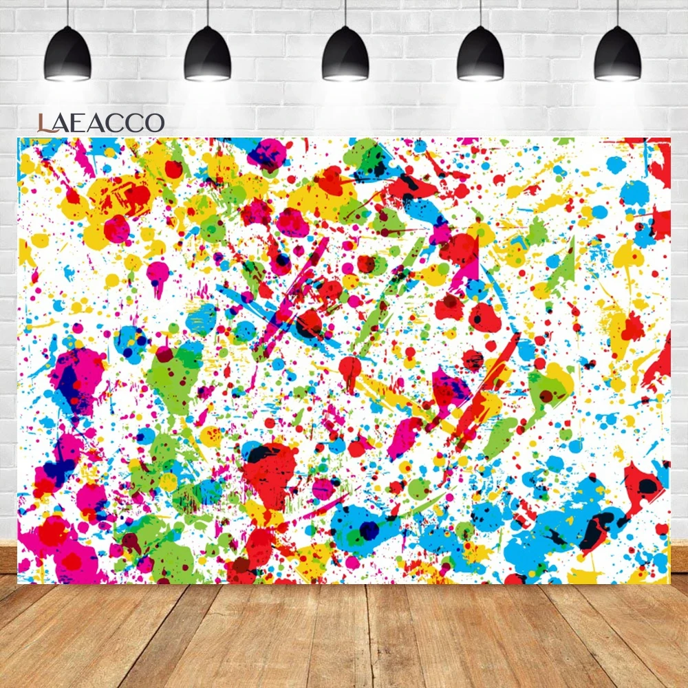 Laeacco Colorful Graffiti Backdrop Abstract Paint Splash Hip Hop Theme Kids Adult Birthday Party Portrait Photography Background