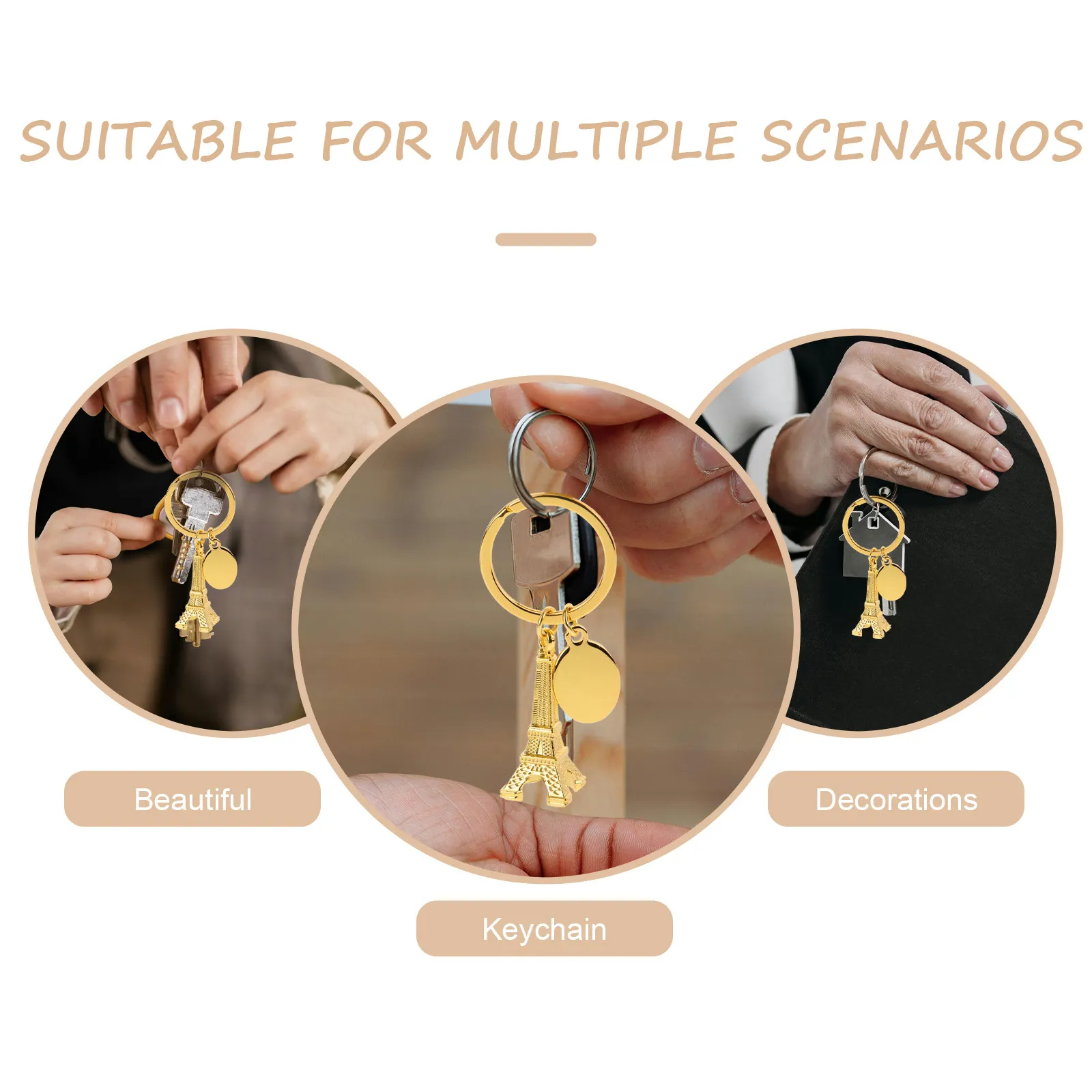 6Pcs Eiffel Tower Keychain Elegant Vintage Design Key Pendant Sturdy Alloy Construction Multi Functional Bag Wallet Keychain