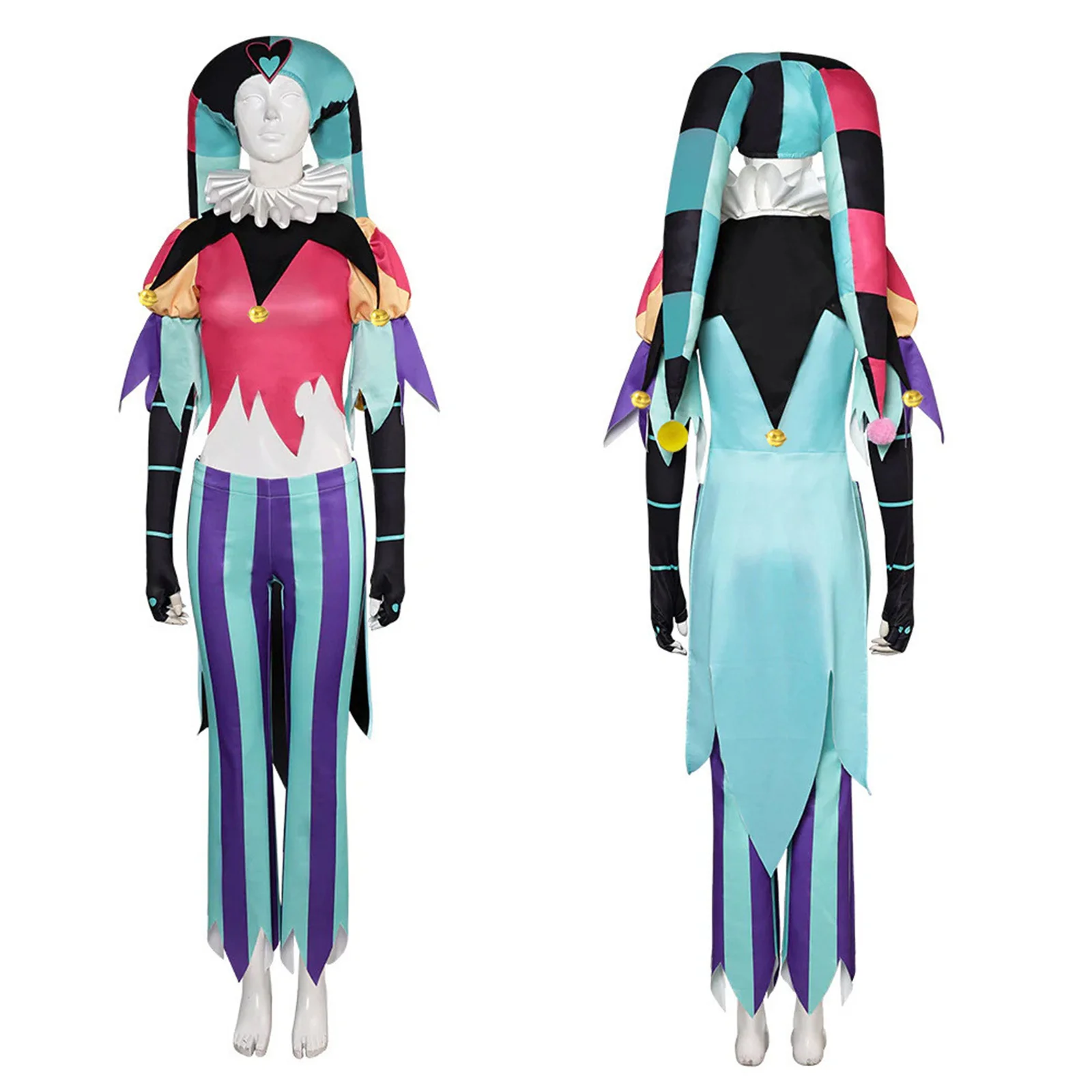 Anime Fizzarozzie Costume Cosplay tuta da Clown tuta con accessori per cappelli vestito da donna vestito da festa di Halloween in maschera