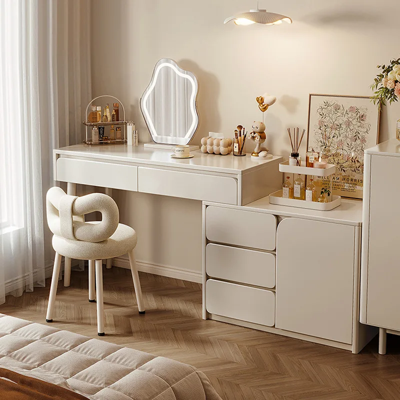 

Solid wood cream style dresser bedroom modern simple light luxury chest dresser integrated makeup table