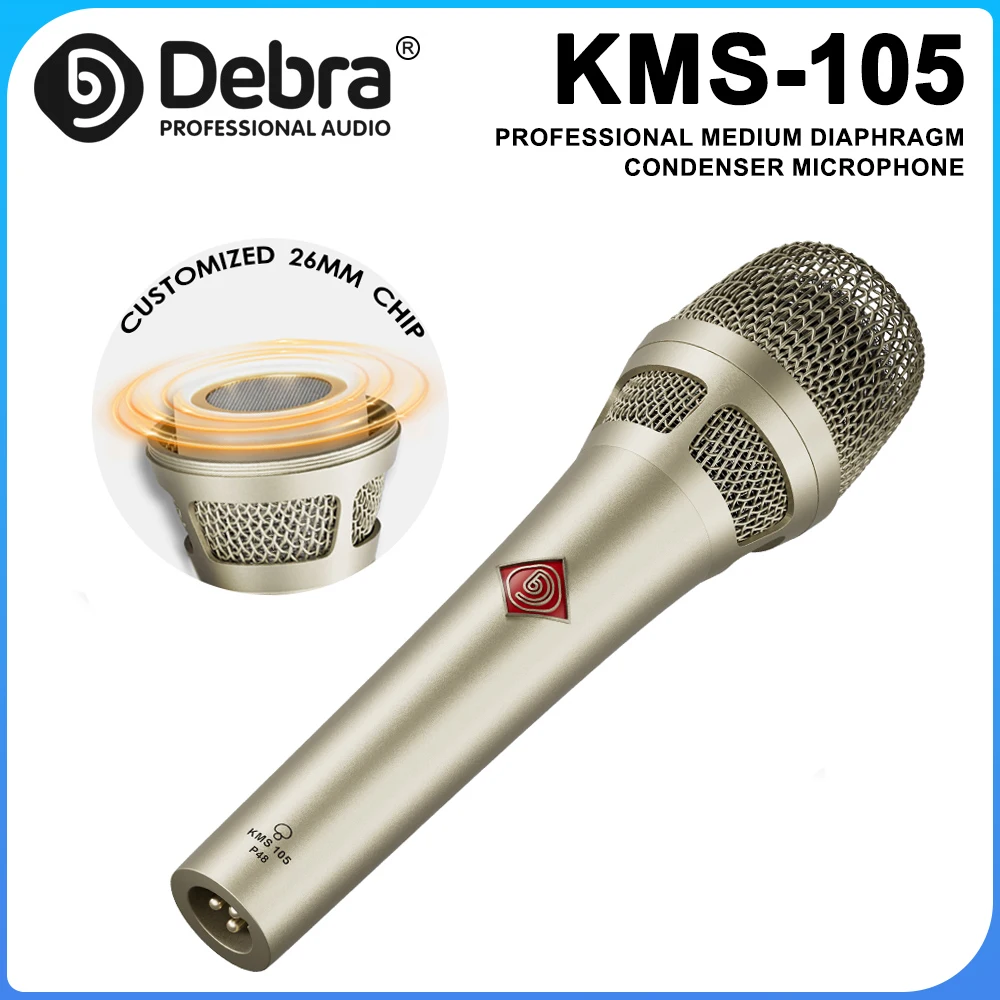 ميكروفون سلكي ديناميكي من Debra KMS-105، ميكروفون تسجيل، واجهة صوت XLR، طاقة فانتوم 48 فولت للمرحلة، البث عبر الإنترنت