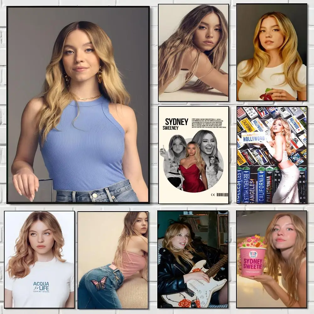 Actress S-Sydney Sweeney Poster Pegatina artistica HD autoadhesiva impermeable para salon dormitorio