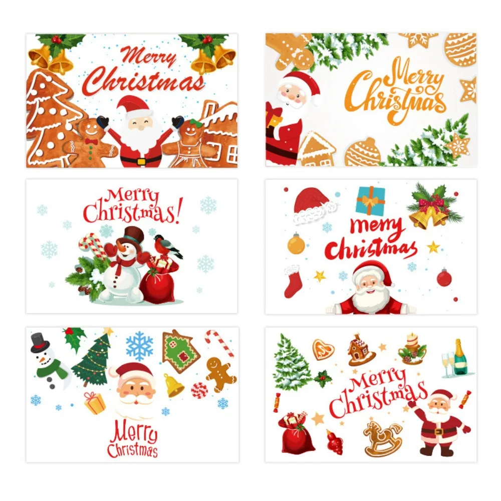 

6Pcs Handmade Christmas Greeting Cards Stickers with Envelopes DIY Xmas Card Folding Design Cute Christmas Gift Card Navidad
