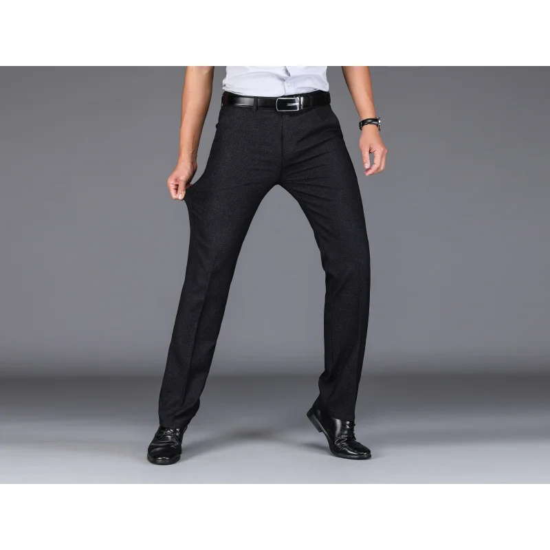 Pantalones de traje de negocios para hombres de mediana edad, pantalones sueltos de verano, talla grande, rectos, versátiles, simples, clásicos, de oficina, pantalones casuales de alta gama