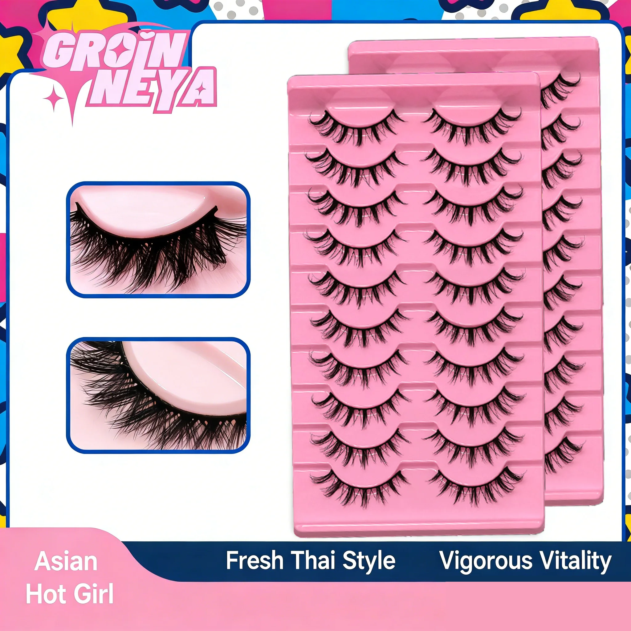 Natural Long Cosplay Makeup Cross Strip False Eyelashes Black Eye Lashes Makeups Cat Eye Lashes 10 Pairs Fluffy Faux Mink Lashes